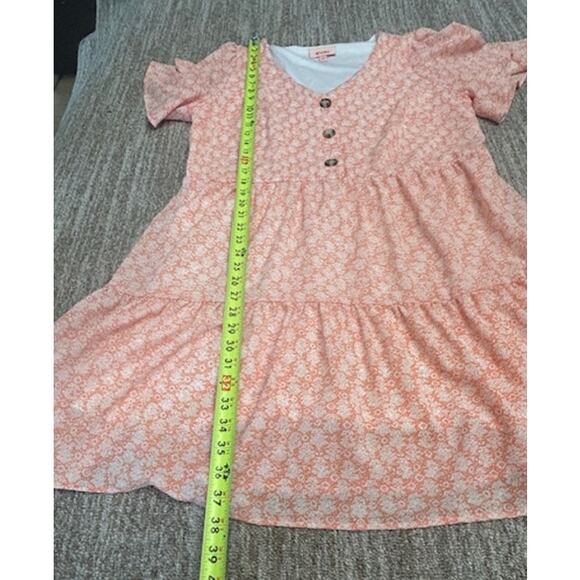 Evri Women’s Peach & White Flared Lined Dress Woman Size 0X Or 14W Lined - Picture 4 of 5